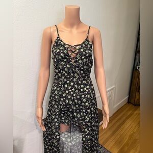Floral Black and Green Women's Romper